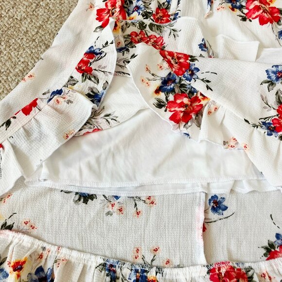 Zunie Girls Red Floral White Flared Dress Girls 10 - Picture 9 of 10